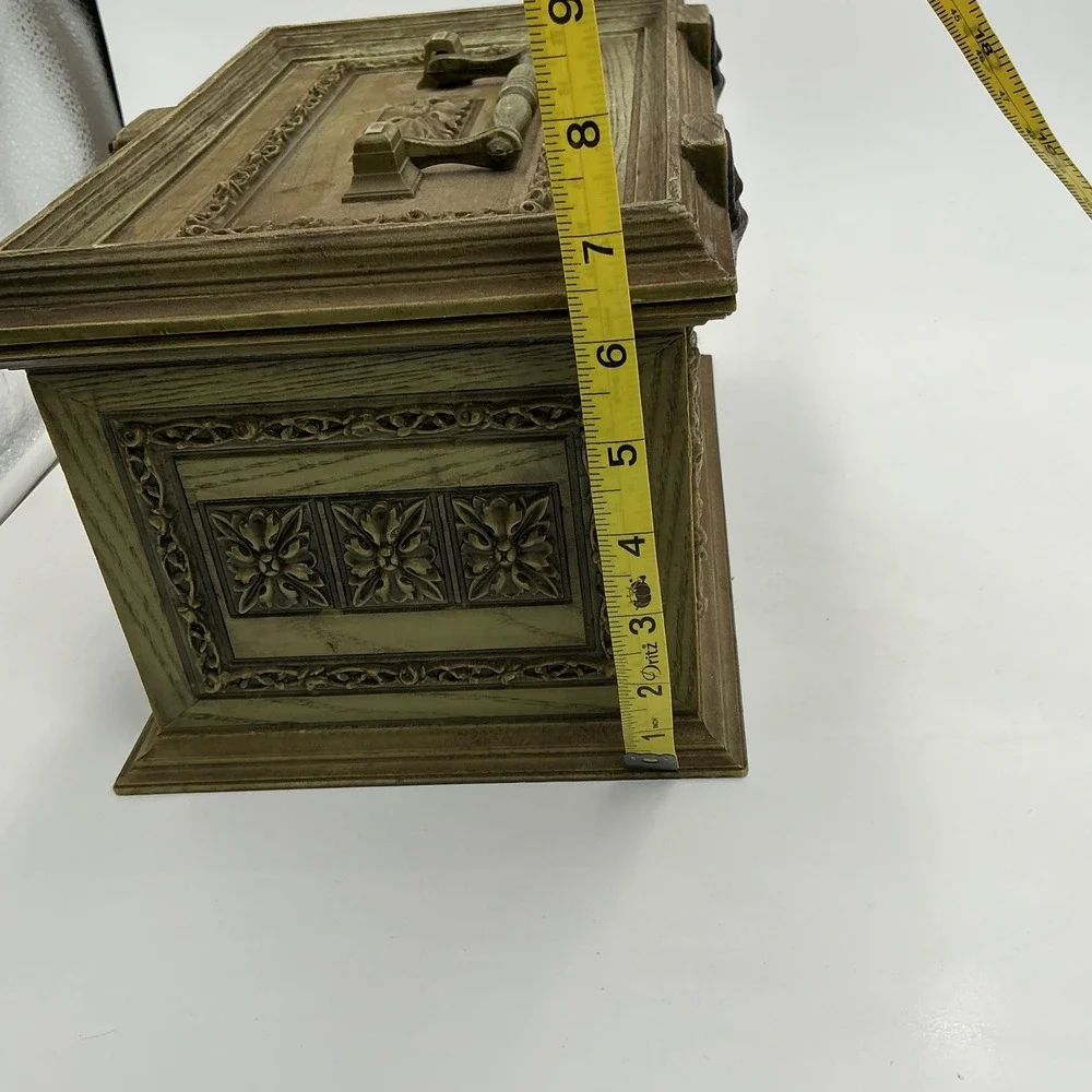 Vintage 60s Max Klein Avocado Green Green Plastic Sewing Box Faux Wood + STUFF!